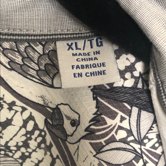 Tommy Bahama Black and White Leaf Print Shirt - Picture 5 of 5